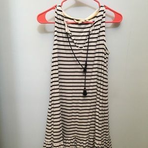 Navy blue and white stripe dress
